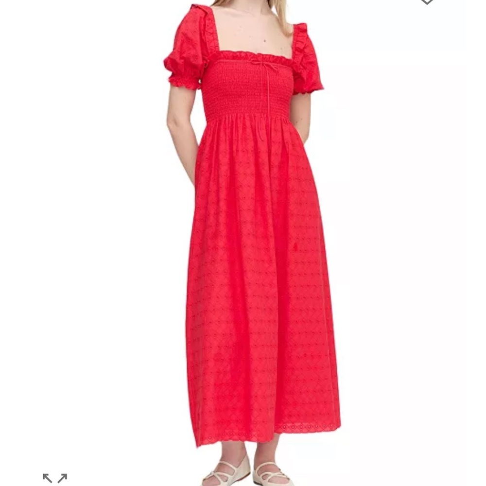 Red Puff Sleeve Maxi Dress